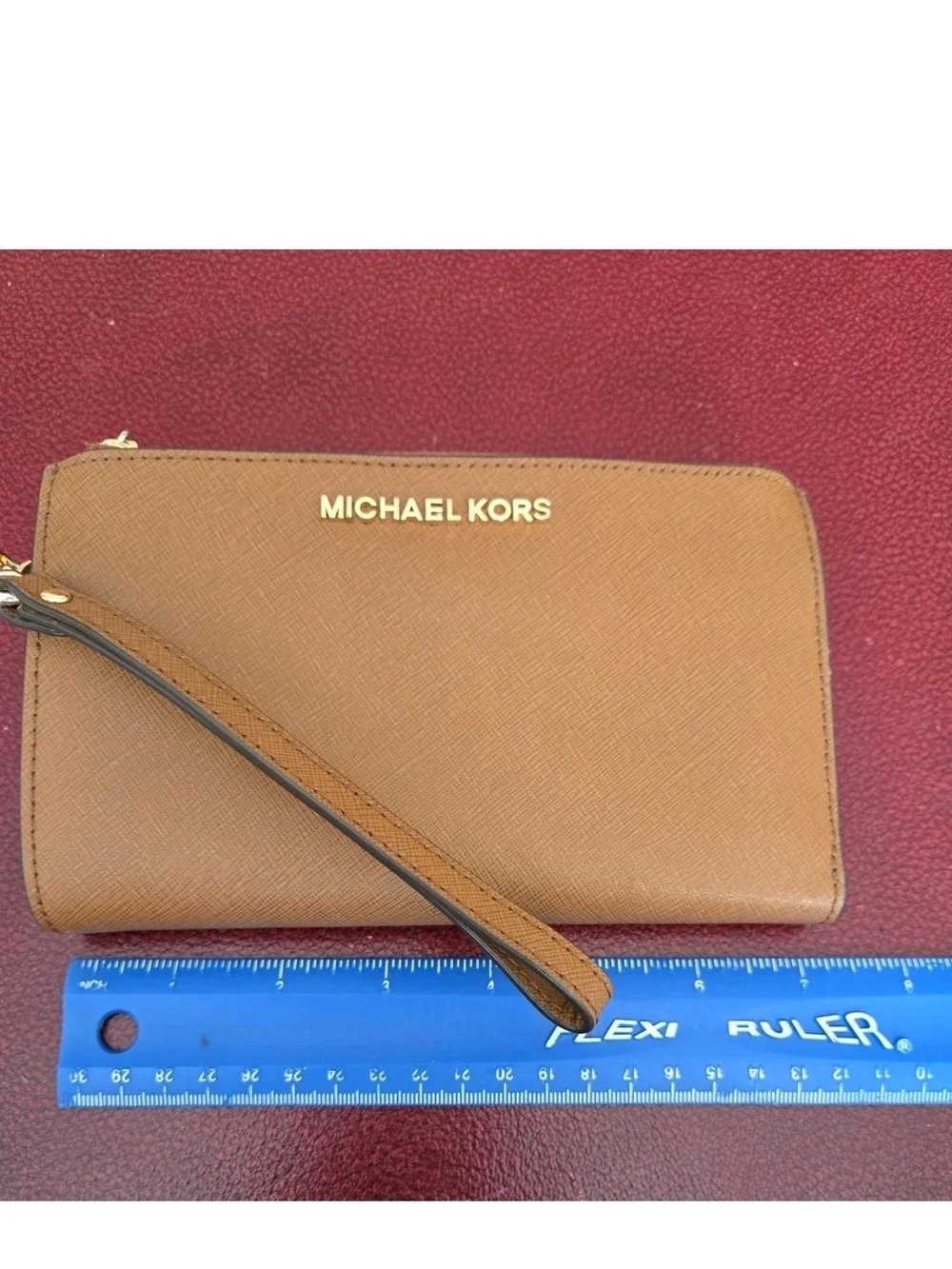 Michael Kors Tan Leather Zip Wallet Wristlet
